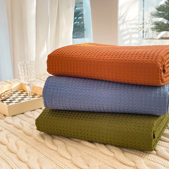 91家纺网 家纺一手货源 找家纺 眠博士2026新款简约时尚全棉华夫格四件套（提供买家秀）叠拍图