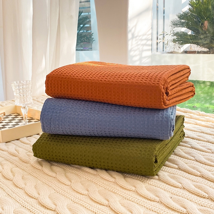 91家纺网 家纺一手货源 找家纺 眠博士2026新款简约时尚全棉华夫格四件套（提供买家秀）叠拍图