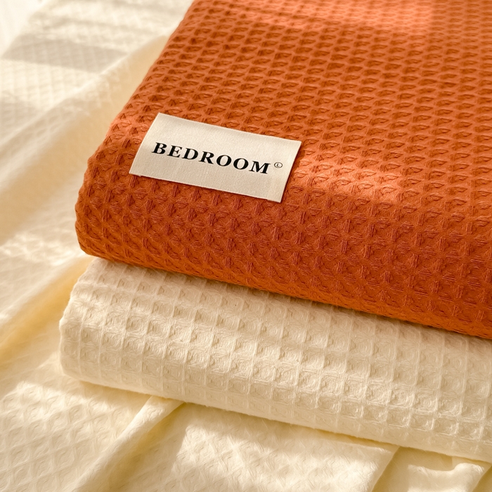 91家纺网 家纺一手货源 找家纺 眠博士2026新款简约时尚全棉华夫格四件套（提供买家秀）叠拍图