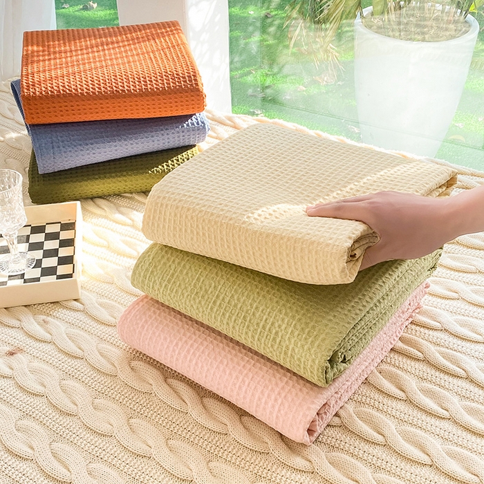 91家纺网 家纺一手货源 找家纺 眠博士2026新款简约时尚全棉华夫格四件套（提供买家秀）叠拍图