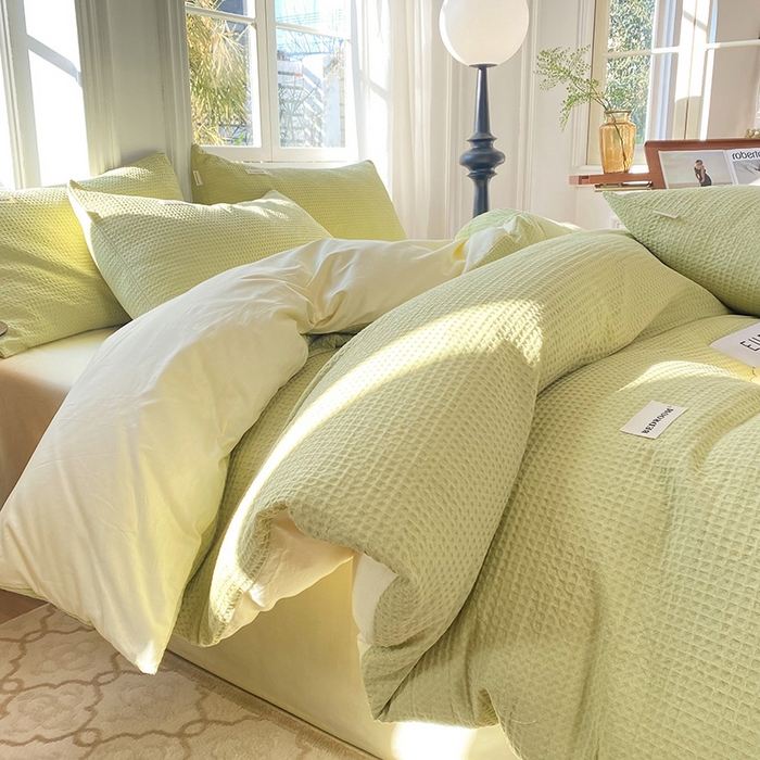 眠博士 2026新款简约时尚全棉华夫格四件套（提供买家秀）简约款 果绿