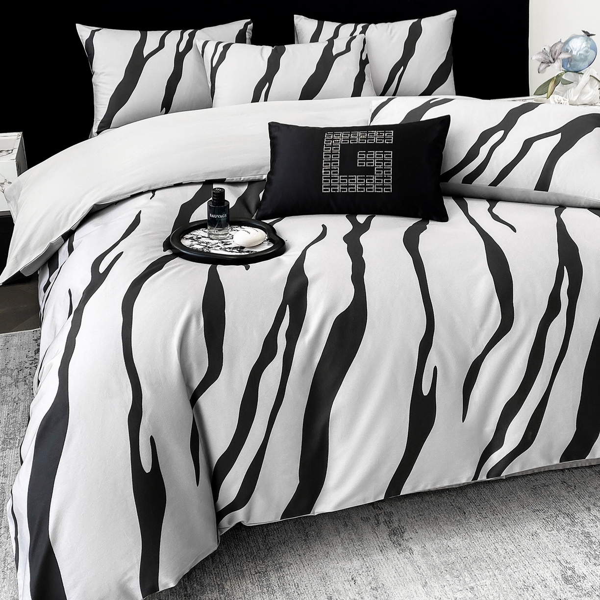 91家纺网 家纺一手货源 找家纺 （总）家居1号家纺 2026新款A类50双股斑马纹全活性活性数码四件套-卡森（活动券后价不得低于279）