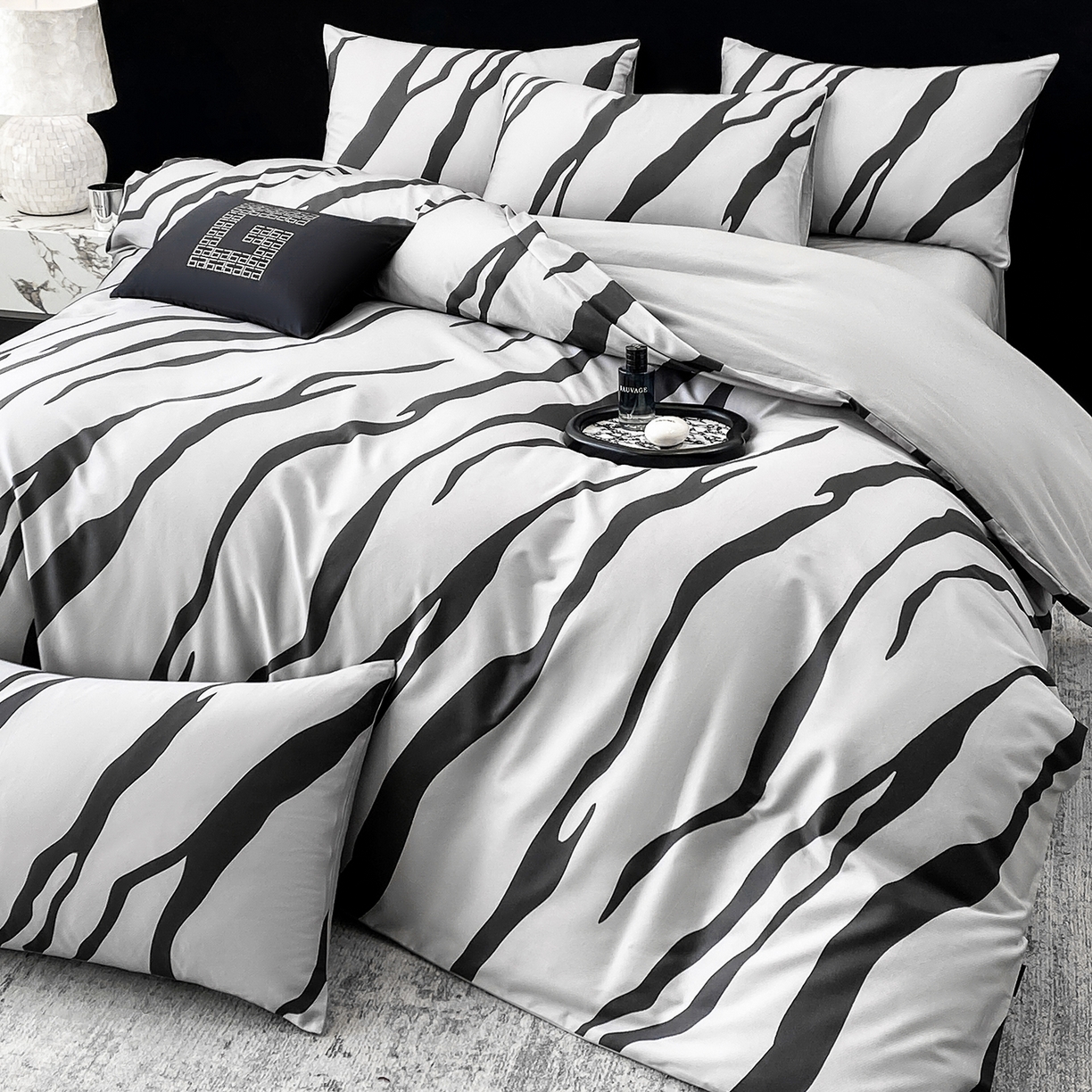 91家纺网 家纺一手货源 找家纺 （总）家居1号家纺 2026新款A类50双股斑马纹全活性活性数码四件套-卡森（活动券后价不得低于279）