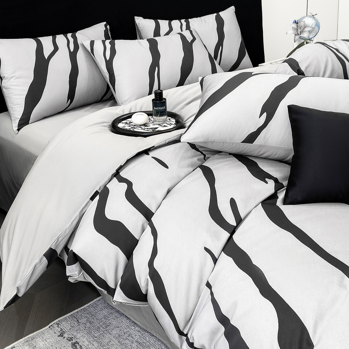 91家纺网 家纺一手货源 找家纺 （总）家居1号家纺 2026新款A类50双股斑马纹全活性活性数码四件套-卡森（活动券后价不得低于279）