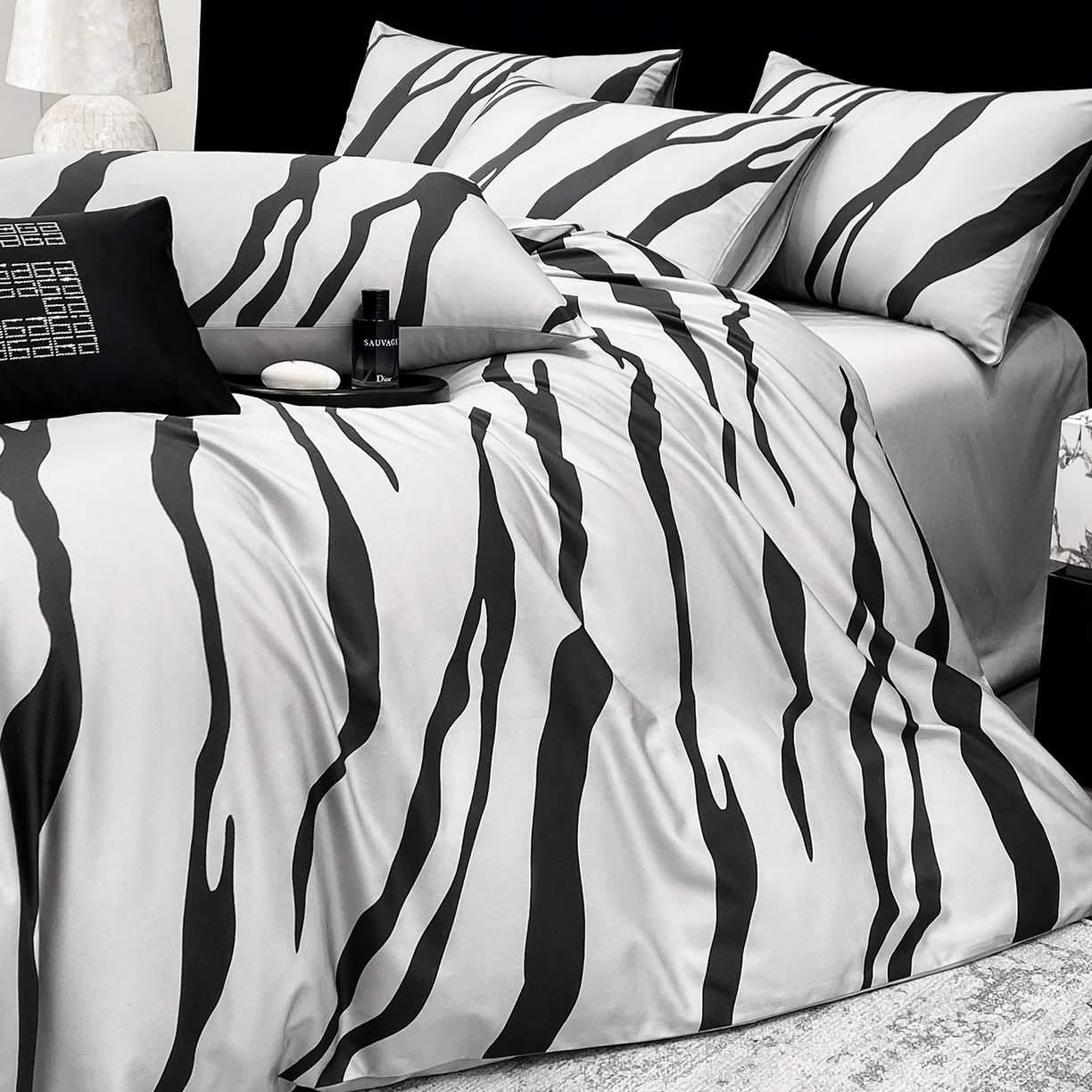 91家纺网 家纺一手货源 找家纺 （总）家居1号家纺 2026新款A类50双股斑马纹全活性活性数码四件套-卡森（活动券后价不得低于279）