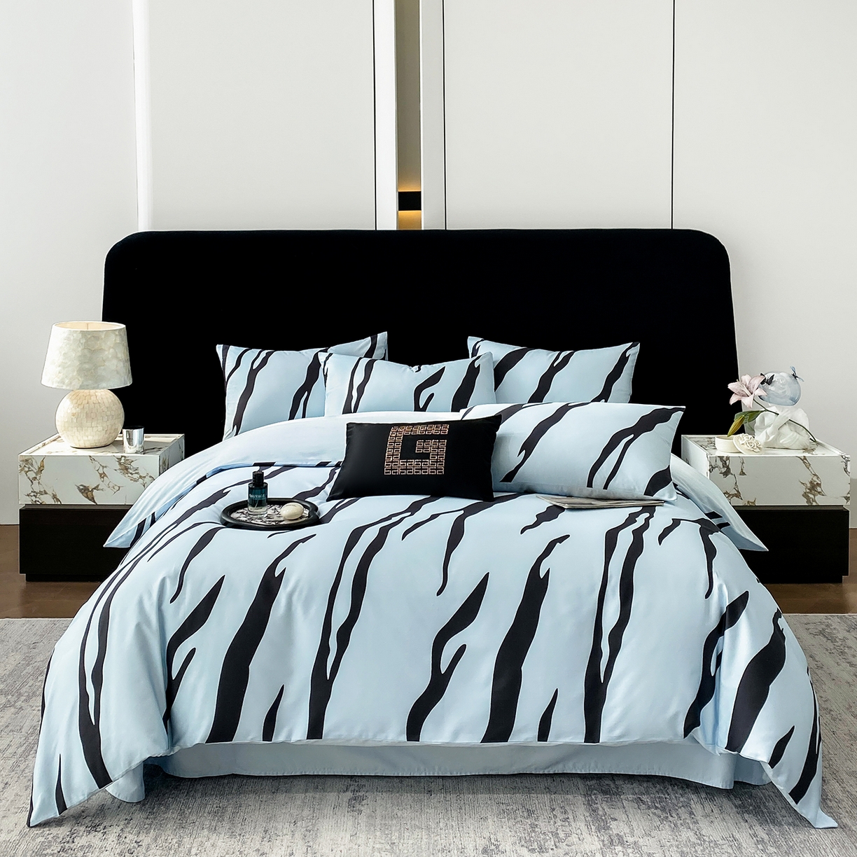 91家纺网 家纺一手货源 找家纺 家居1号家纺 2026新款A类50双股斑马纹全活性活性数码四件套-卡森（活动券后价不得低于279） 卡森-温馨蓝