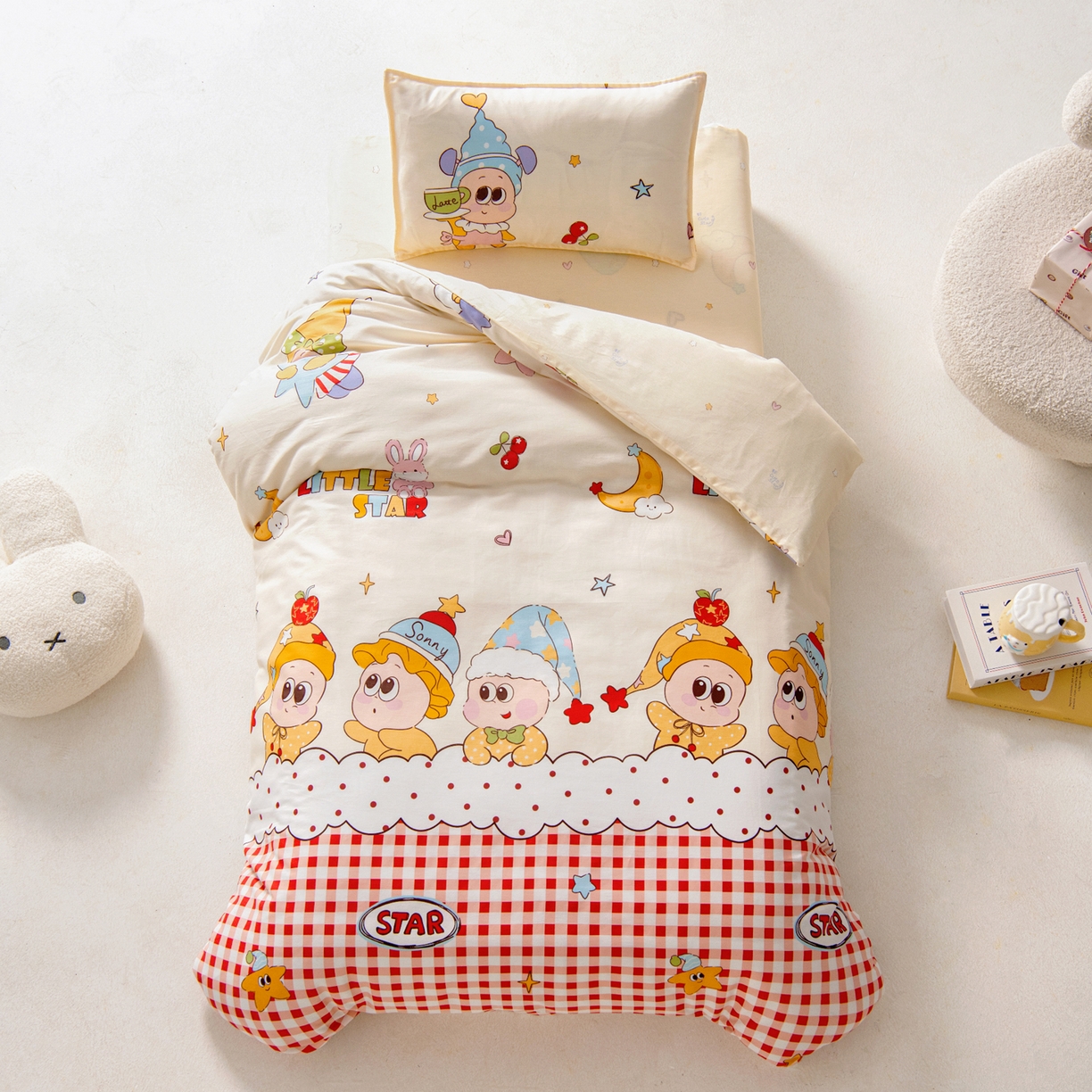 91家纺网 家纺一手货源 找家纺 （总）鱼宝 2026新款全棉纯棉幼儿园套件-星愿系列