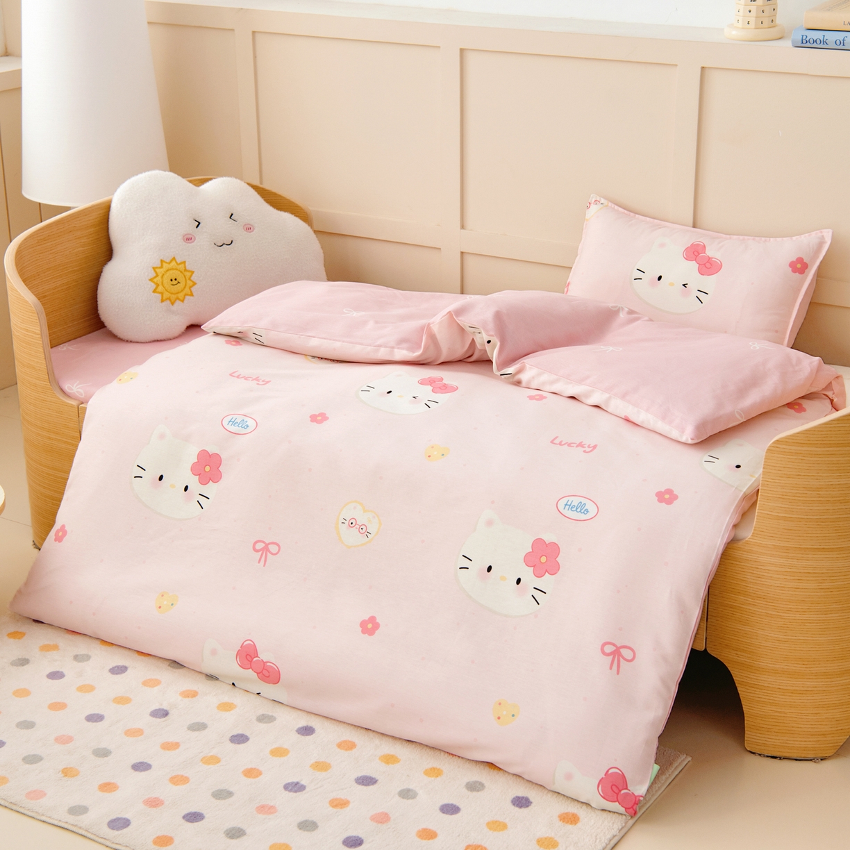 91家纺网 家纺一手货源 找家纺 鱼宝 2026新款全棉纯棉幼儿园套件-星愿系列 凯蒂甜梦