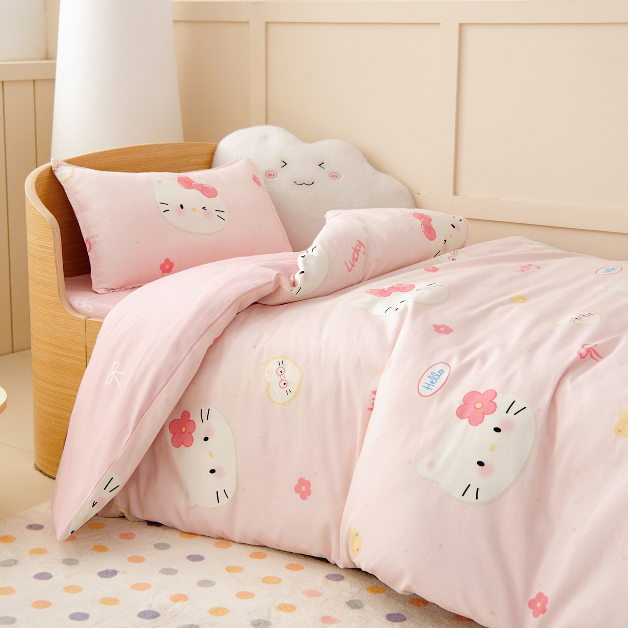 91家纺网 家纺一手货源 找家纺 鱼宝 2026新款全棉纯棉幼儿园套件-星愿系列 凯蒂甜梦