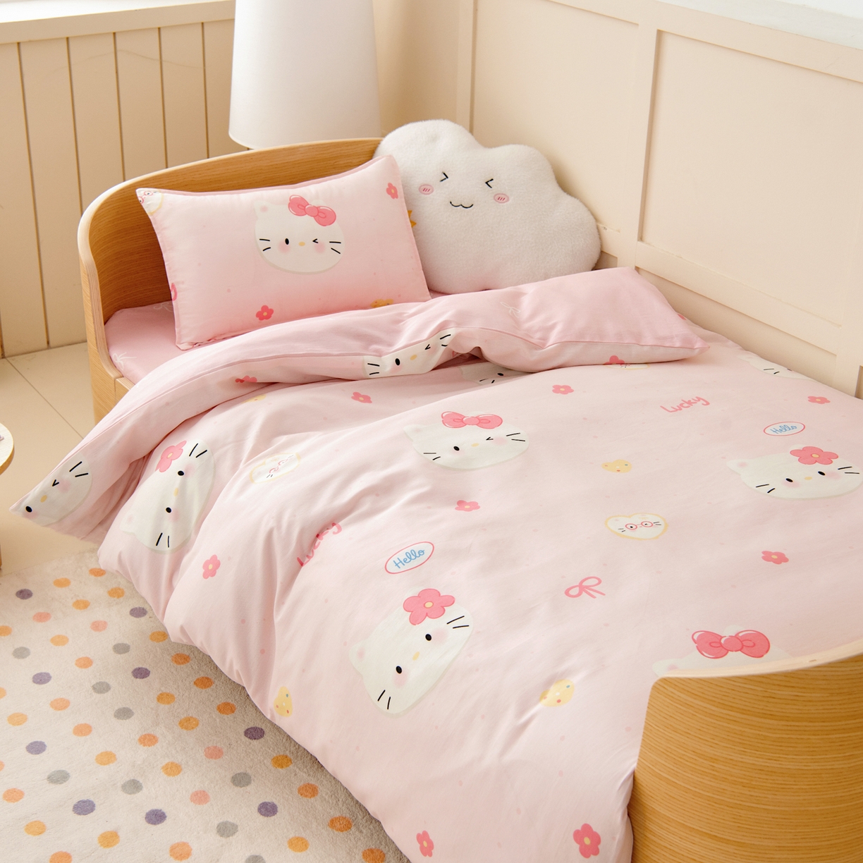 91家纺网 家纺一手货源 找家纺 鱼宝 2026新款全棉纯棉幼儿园套件-星愿系列 凯蒂甜梦