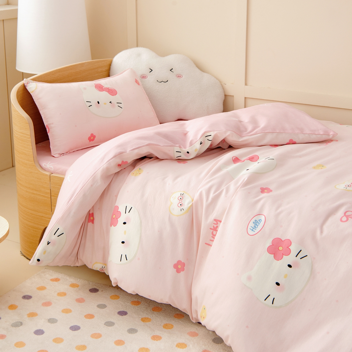 91家纺网 家纺一手货源 找家纺 鱼宝 2026新款全棉纯棉幼儿园套件-星愿系列 凯蒂甜梦