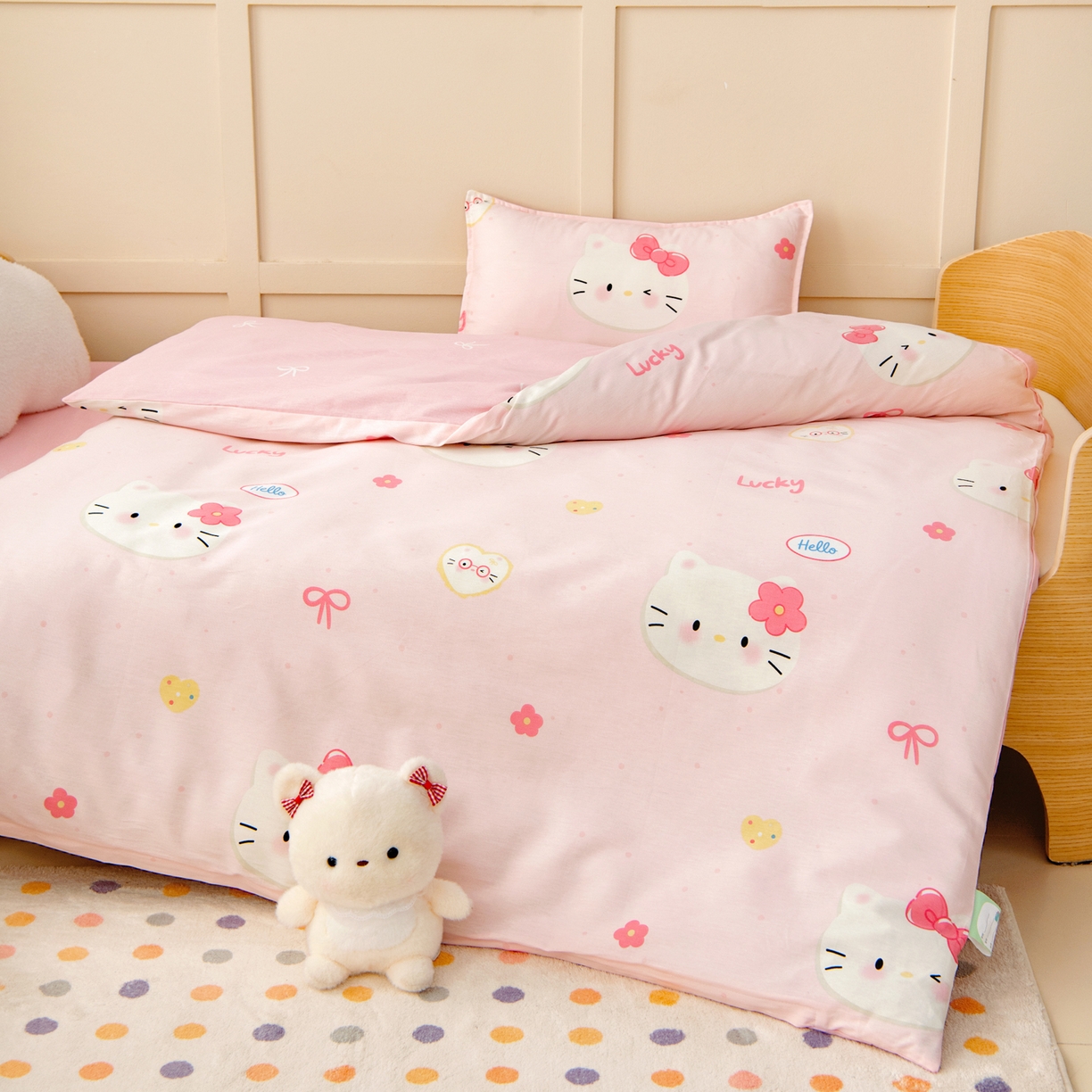 91家纺网 家纺一手货源 找家纺 鱼宝 2026新款全棉纯棉幼儿园套件-星愿系列 凯蒂甜梦