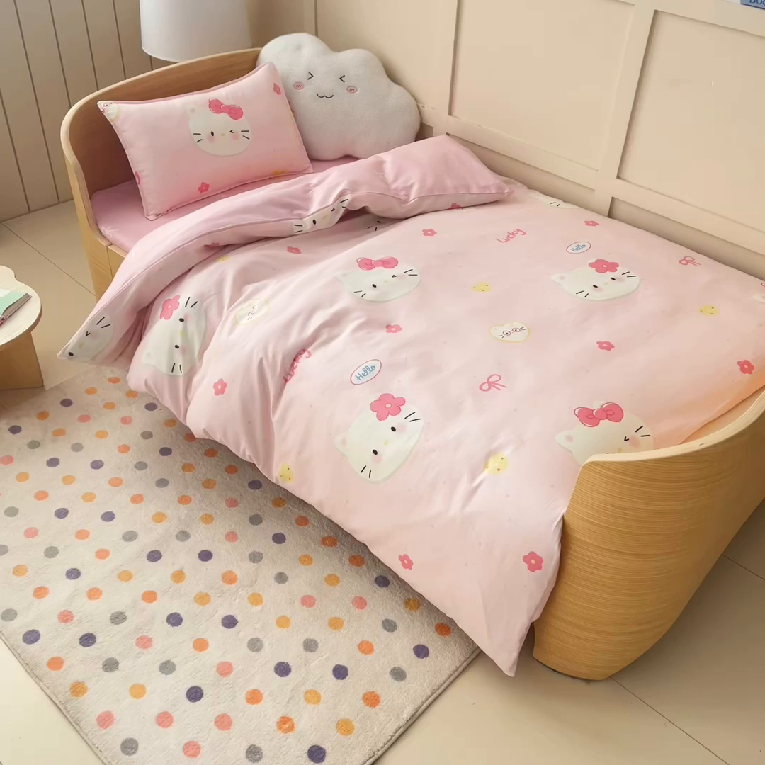 91家纺网 家纺一手货源 找家纺 鱼宝 2026新款全棉纯棉幼儿园套件-星愿系列 凯蒂甜梦