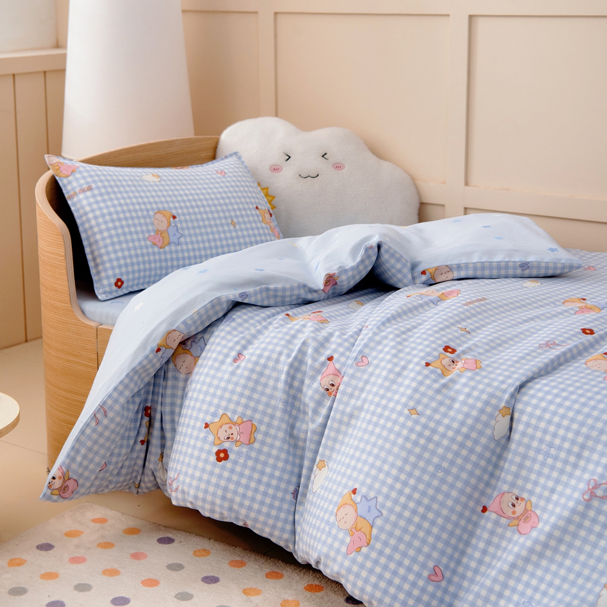 91家纺网 家纺一手货源 找家纺 鱼宝 2026新款全棉纯棉幼儿园套件-星愿系列 可爱宝宝