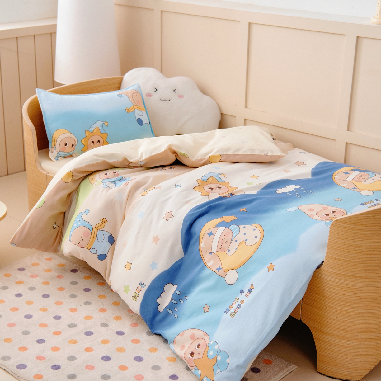 91家纺网 家纺一手货源 找家纺 鱼宝 2026新款全棉纯棉幼儿园套件-星愿系列 星梦童话