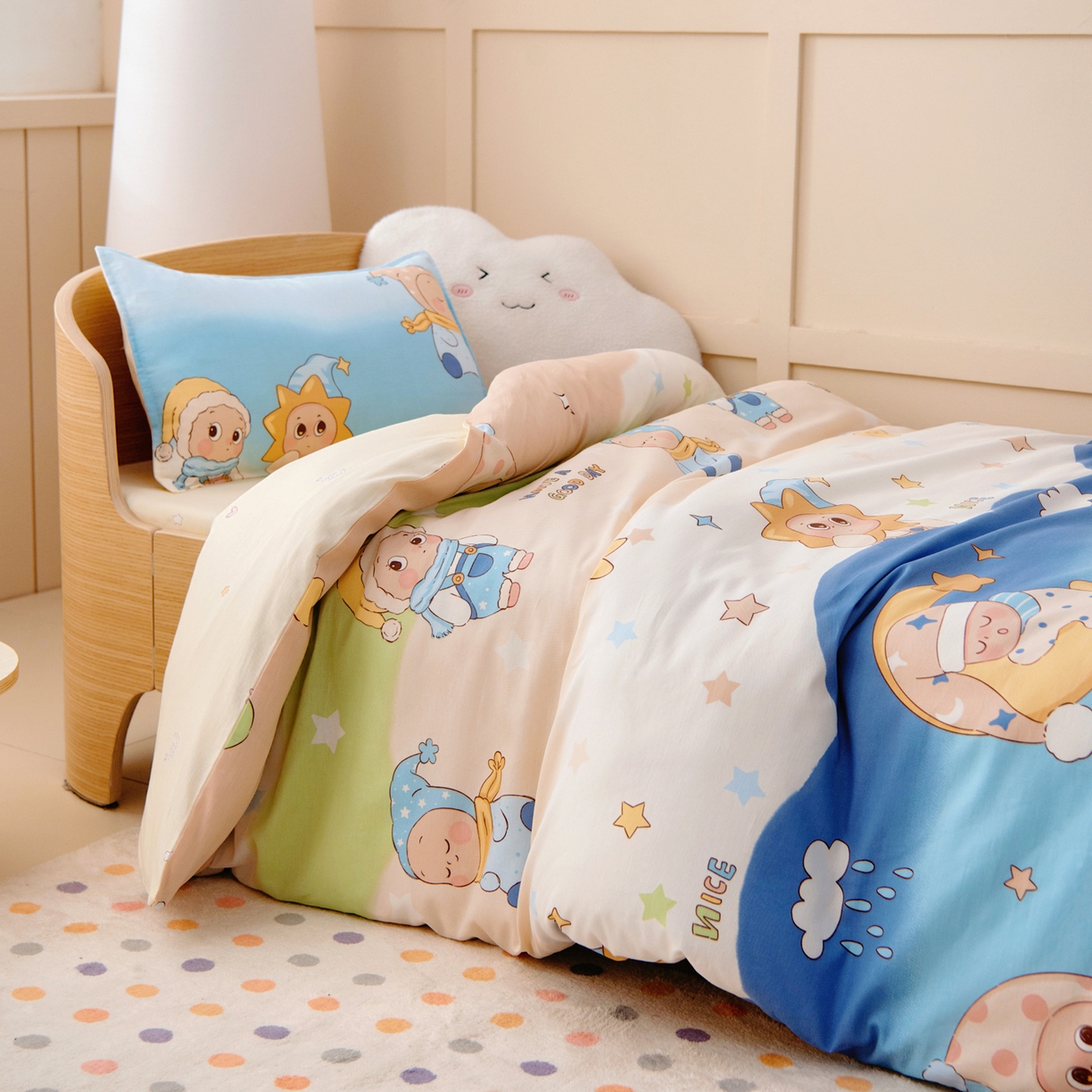 91家纺网 家纺一手货源 找家纺 鱼宝 2026新款全棉纯棉幼儿园套件-星愿系列 星梦童话