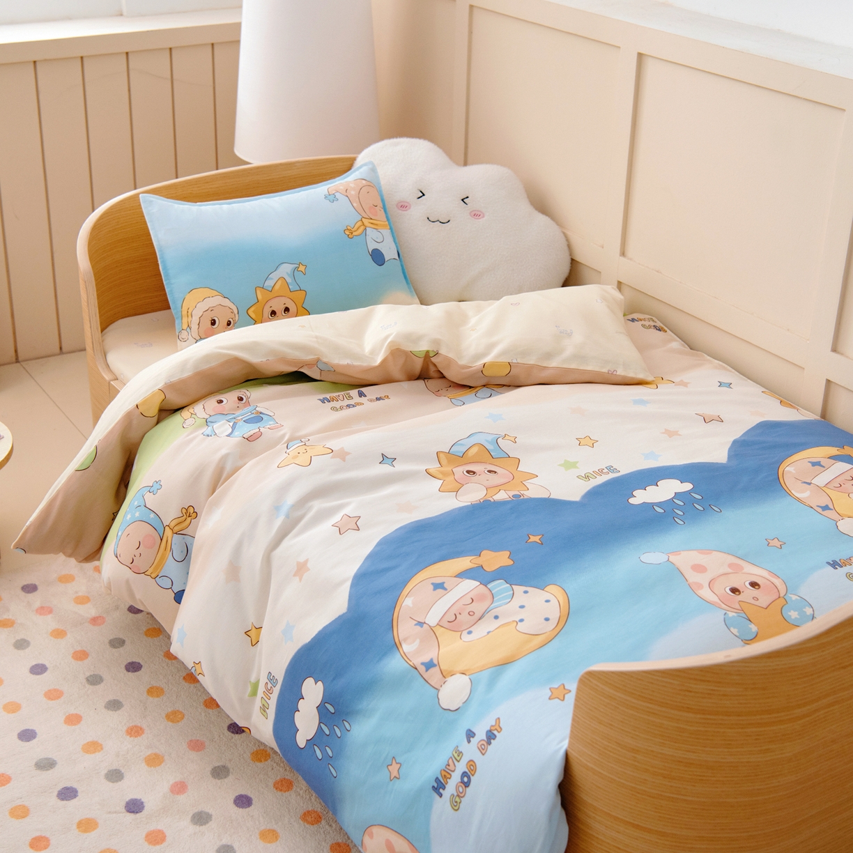 91家纺网 家纺一手货源 找家纺 鱼宝 2026新款全棉纯棉幼儿园套件-星愿系列 星梦童话