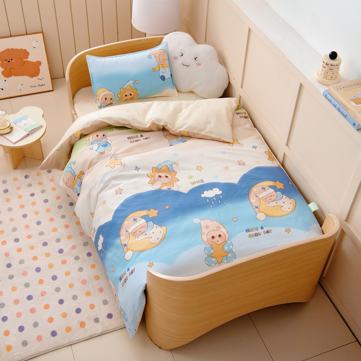 91家纺网 家纺一手货源 找家纺 鱼宝 2026新款全棉纯棉幼儿园套件-星愿系列 星梦童话