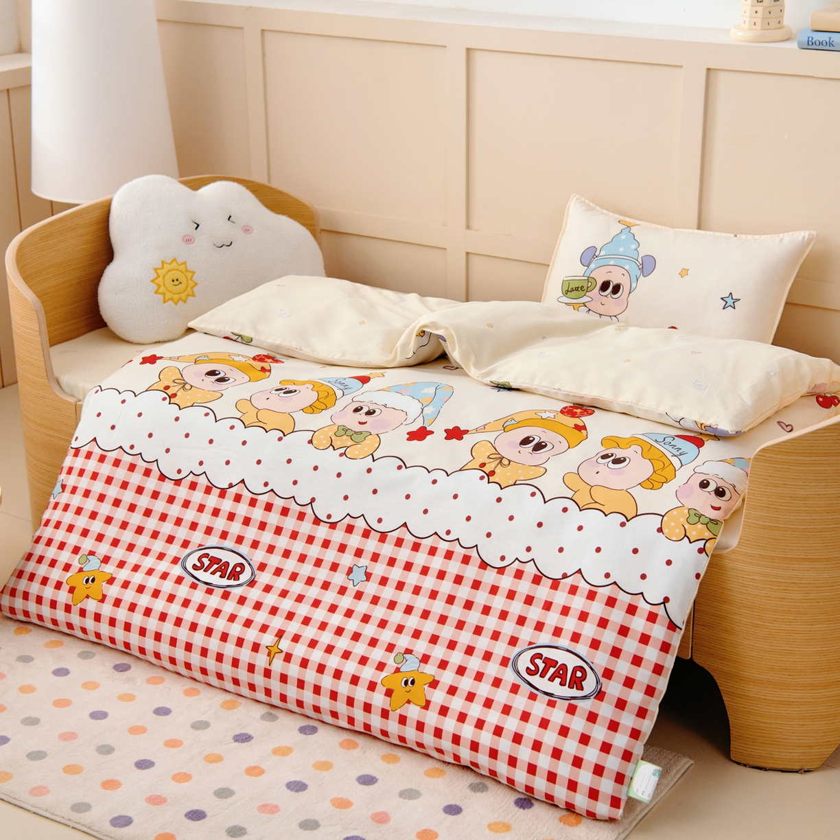 91家纺网 家纺一手货源 找家纺 鱼宝 2026新款全棉纯棉幼儿园套件-星愿系列 星星漫游记