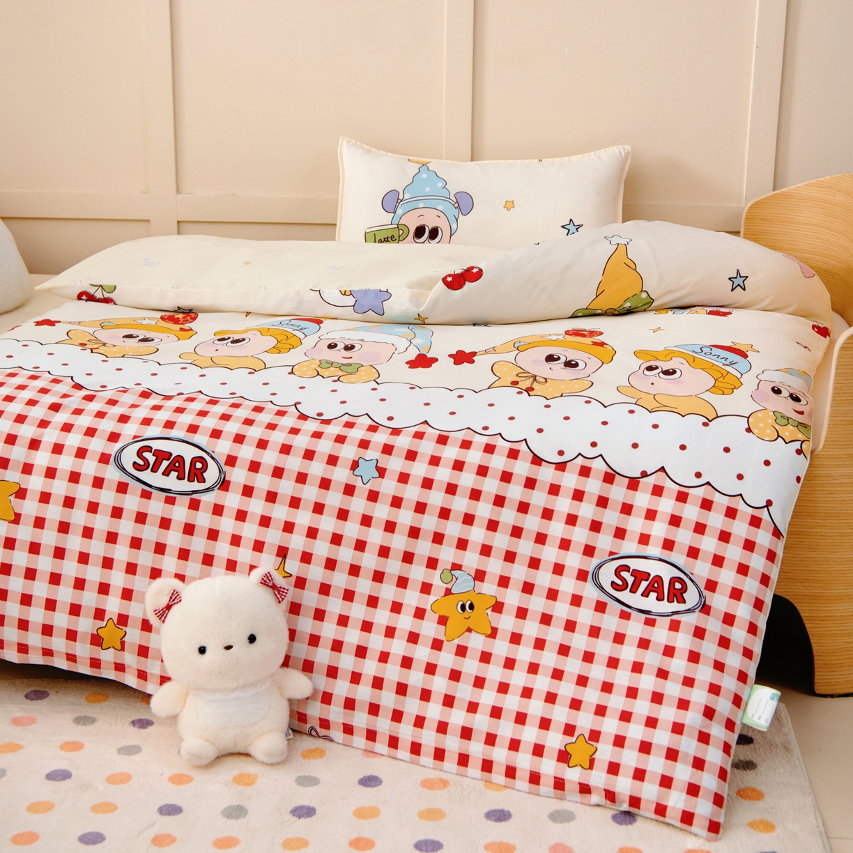 91家纺网 家纺一手货源 找家纺 鱼宝 2026新款全棉纯棉幼儿园套件-星愿系列 星星漫游记