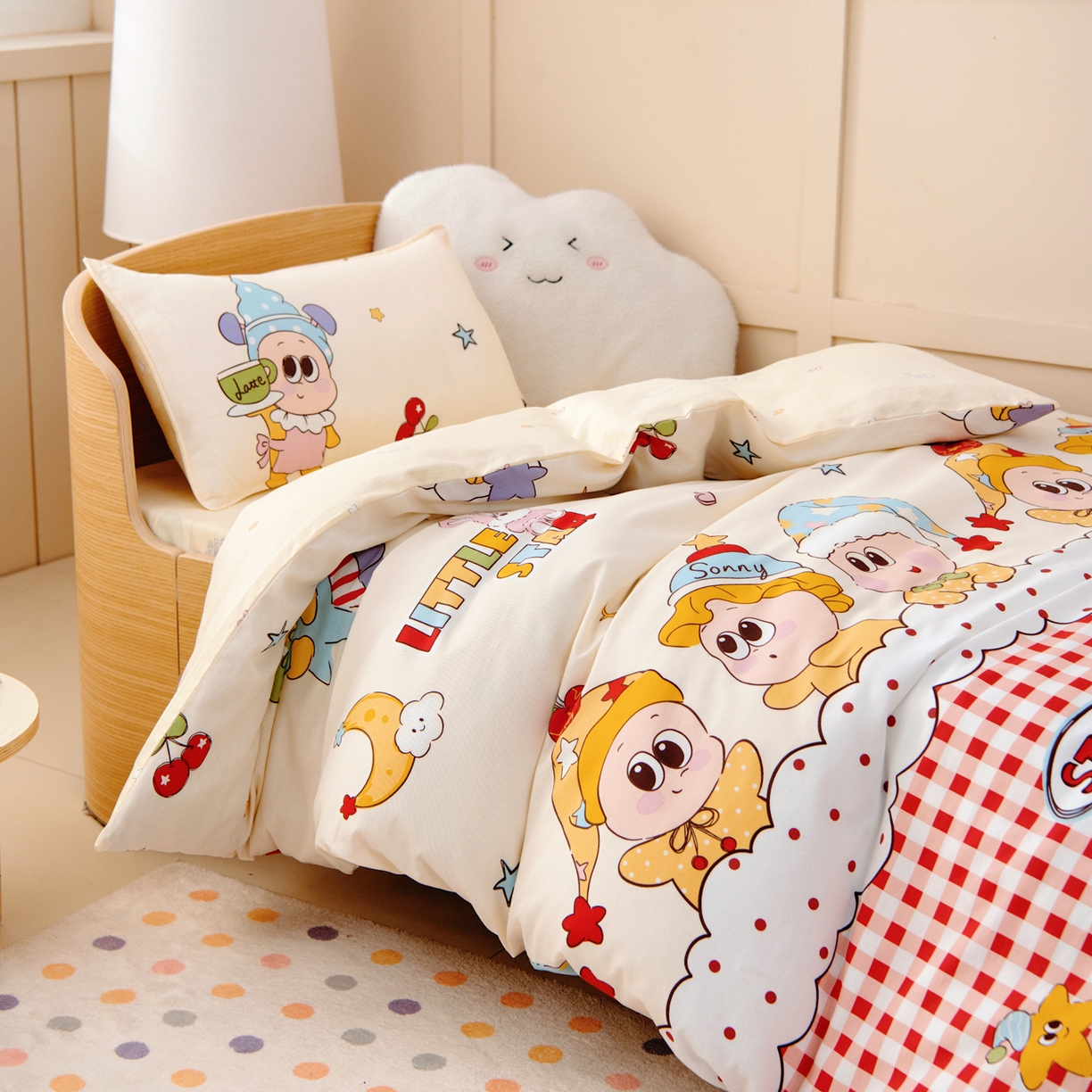 91家纺网 家纺一手货源 找家纺 鱼宝 2026新款全棉纯棉幼儿园套件-星愿系列 星星漫游记