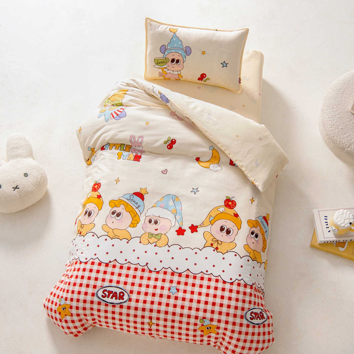 91家纺网 家纺一手货源 找家纺 鱼宝 2026新款全棉纯棉幼儿园套件-星愿系列 星星漫游记