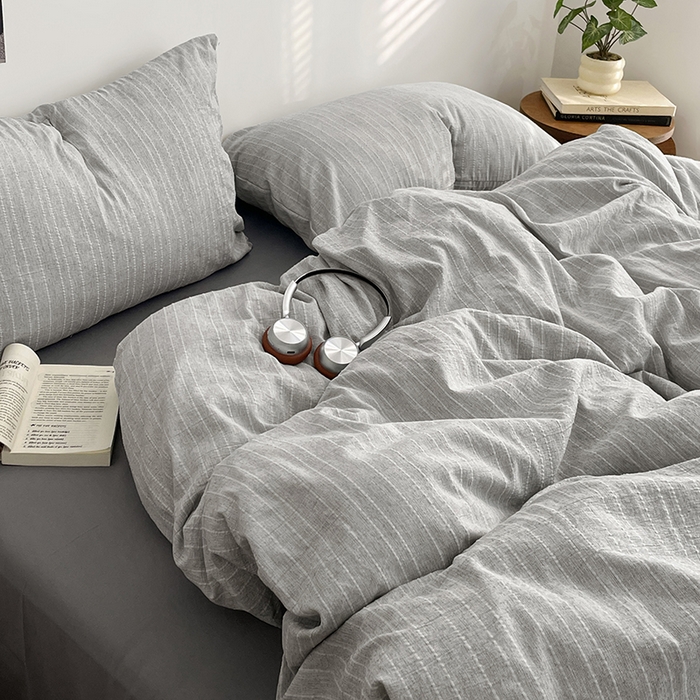 91家纺网 家纺一手货源 找家纺 优承佳生活馆 2026新款高克重无印风阳离子提花工艺三件套四件套单被套系列 （提供买家秀） 阳离子-冰川雾灰