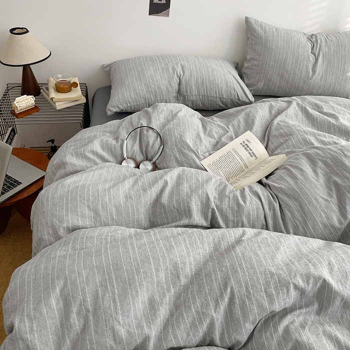 91家纺网 家纺一手货源 找家纺 优承佳生活馆 2026新款高克重无印风阳离子提花工艺三件套四件套单被套系列 （提供买家秀） 阳离子-冰川雾灰