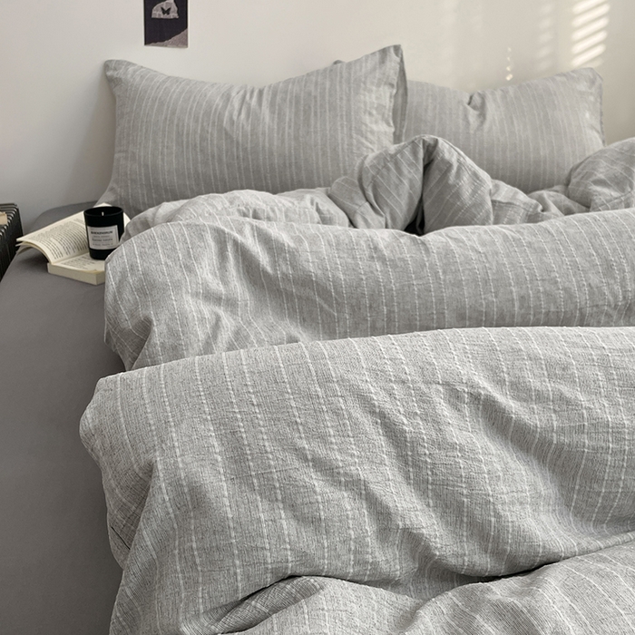 91家纺网 家纺一手货源 找家纺 优承佳生活馆 2026新款高克重无印风阳离子提花工艺三件套四件套单被套系列 （提供买家秀） 阳离子-冰川雾灰