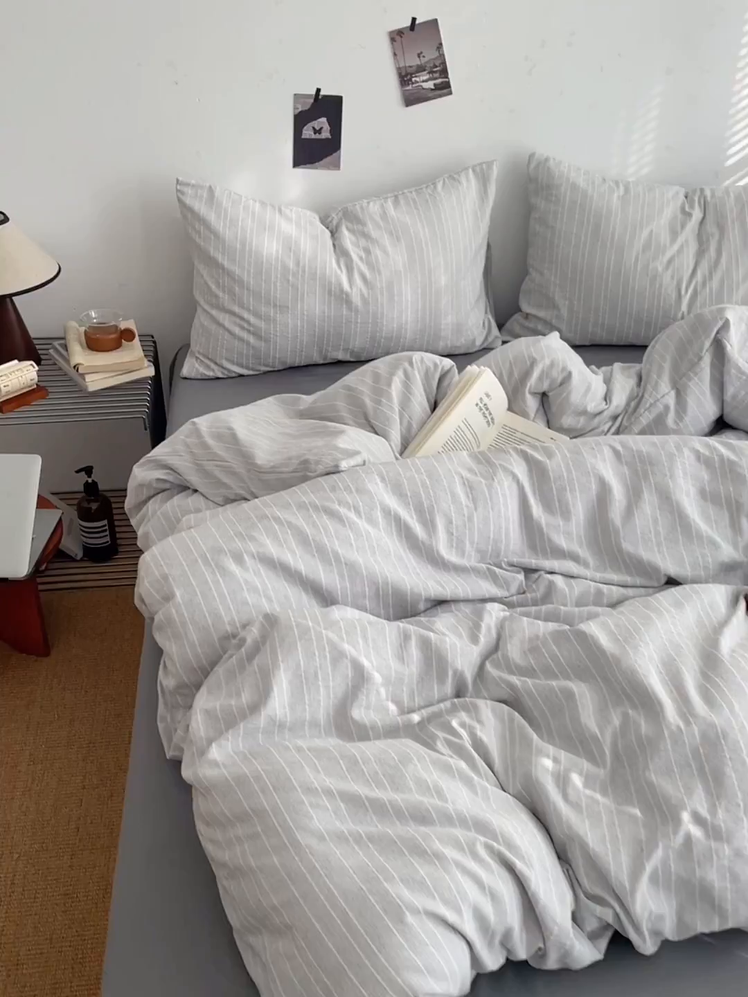 91家纺网 家纺一手货源 找家纺 优承佳生活馆 2026新款高克重无印风阳离子提花工艺三件套四件套单被套系列 （提供买家秀） 阳离子-冰川雾灰