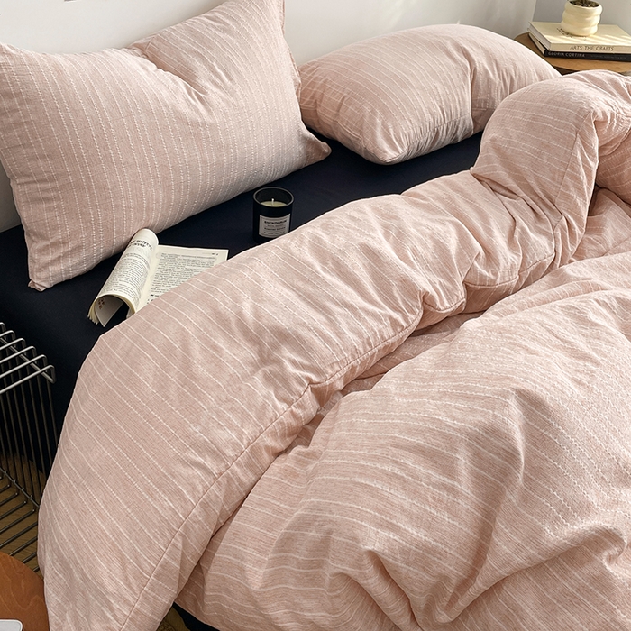 91家纺网 家纺一手货源 找家纺 优承佳生活馆 2026新款高克重无印风阳离子提花工艺三件套四件套单被套系列 （提供买家秀） 阳离子-淡粉+暗夜黑