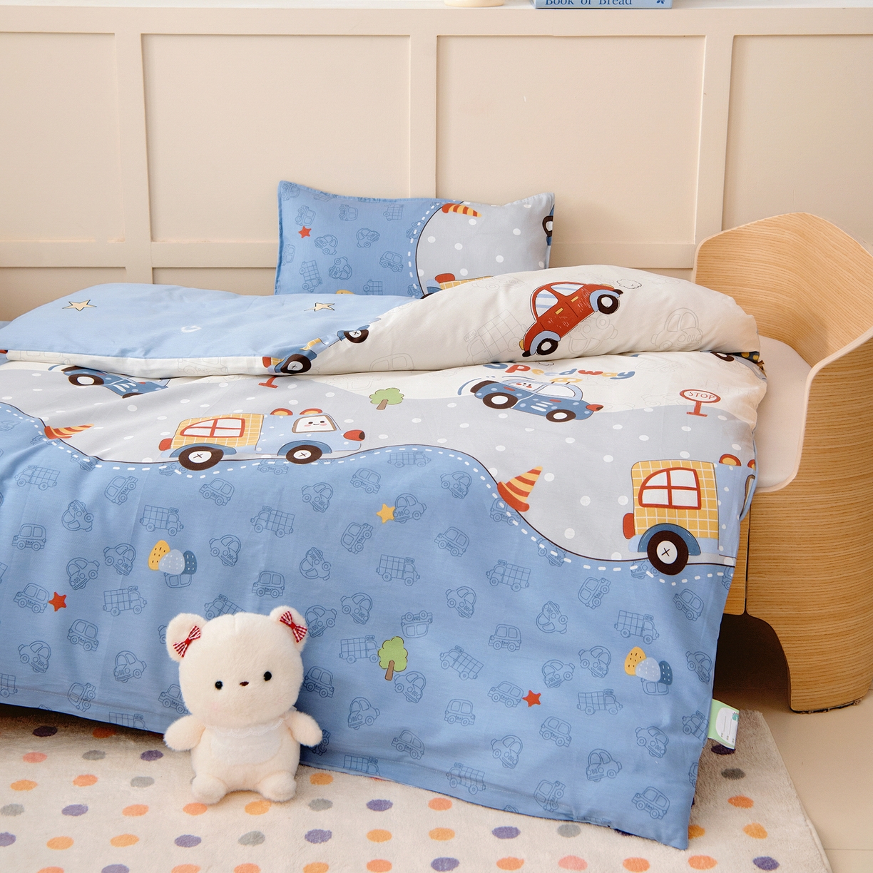 91家纺网 家纺一手货源 找家纺 鱼宝 2026新款全棉纯棉幼儿园套件-星愿系列 阳光车队