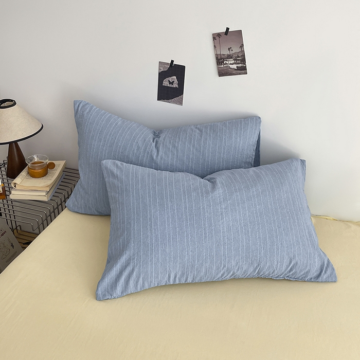 91家纺网 家纺一手货源 找家纺 优承佳生活馆 2026新款高克重无印风阳离子提花工艺三件套四件套单被套系列 （提供买家秀） 阳离子-海盐蓝