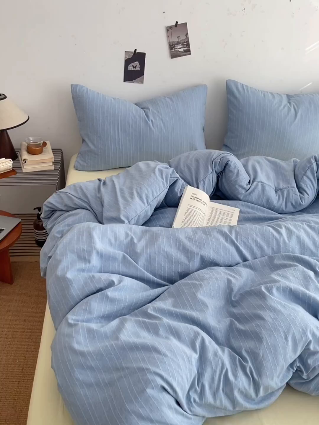 91家纺网 家纺一手货源 找家纺 优承佳生活馆 2026新款高克重无印风阳离子提花工艺三件套四件套单被套系列 （提供买家秀） 阳离子-海盐蓝