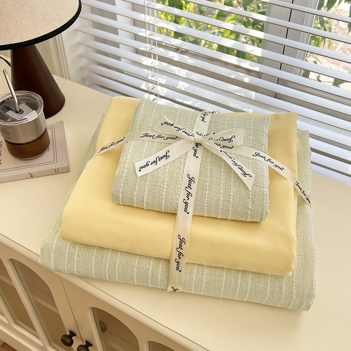 91家纺网 家纺一手货源 找家纺 优承佳生活馆 2026新款高克重无印风阳离子提花工艺三件套四件套单被套系列 （提供买家秀） 阳离子-浅茶色