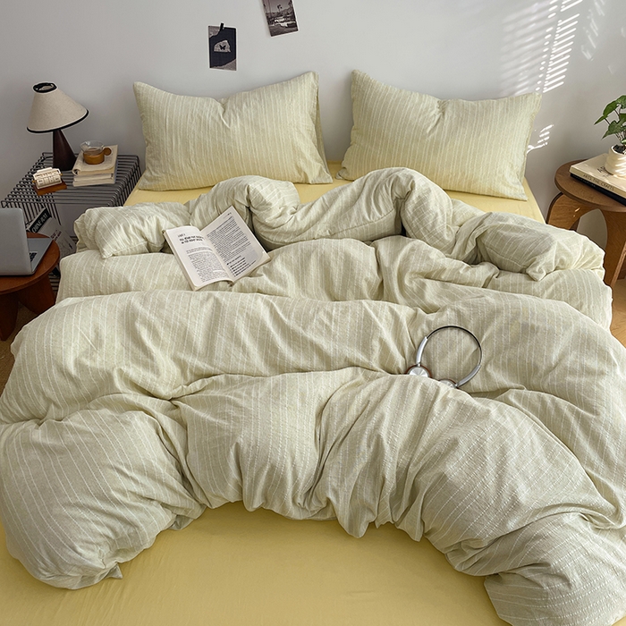 91家纺网 家纺一手货源 找家纺 优承佳生活馆 2026新款高克重无印风阳离子提花工艺三件套四件套单被套系列 （提供买家秀） 阳离子-浅茶色