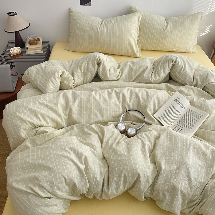 优承佳生活馆 2026新款高克重无印风阳离子提花工艺三件套四件套单被套系列 （提供买家秀） 阳离子-浅茶色