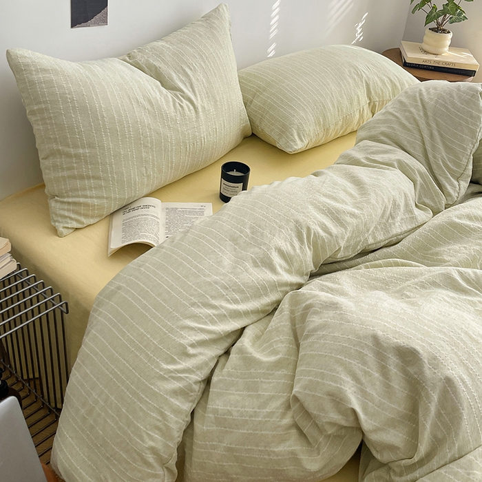 91家纺网 家纺一手货源 找家纺 优承佳生活馆 2026新款高克重无印风阳离子提花工艺三件套四件套单被套系列 （提供买家秀） 阳离子-浅茶色