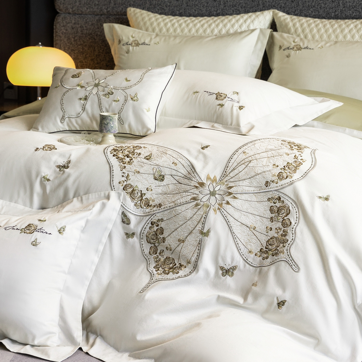 91家纺网 家纺一手货源 找家纺 （总）优悦生活馆 2026新款全棉新疆长绒棉刺绣四件套-碟语森眠