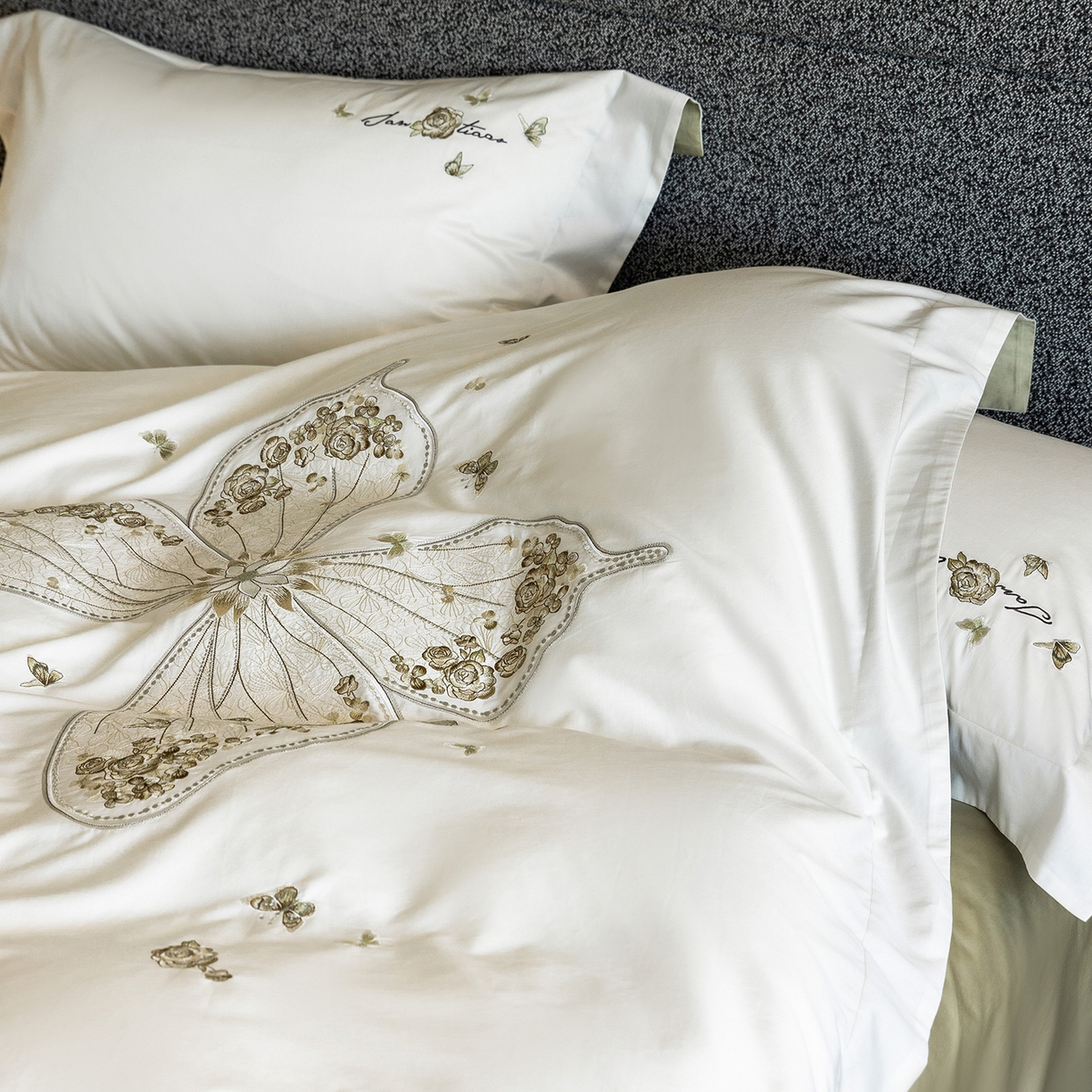 91家纺网 家纺一手货源 找家纺 （总）优悦生活馆 2026新款全棉新疆长绒棉刺绣四件套-碟语森眠