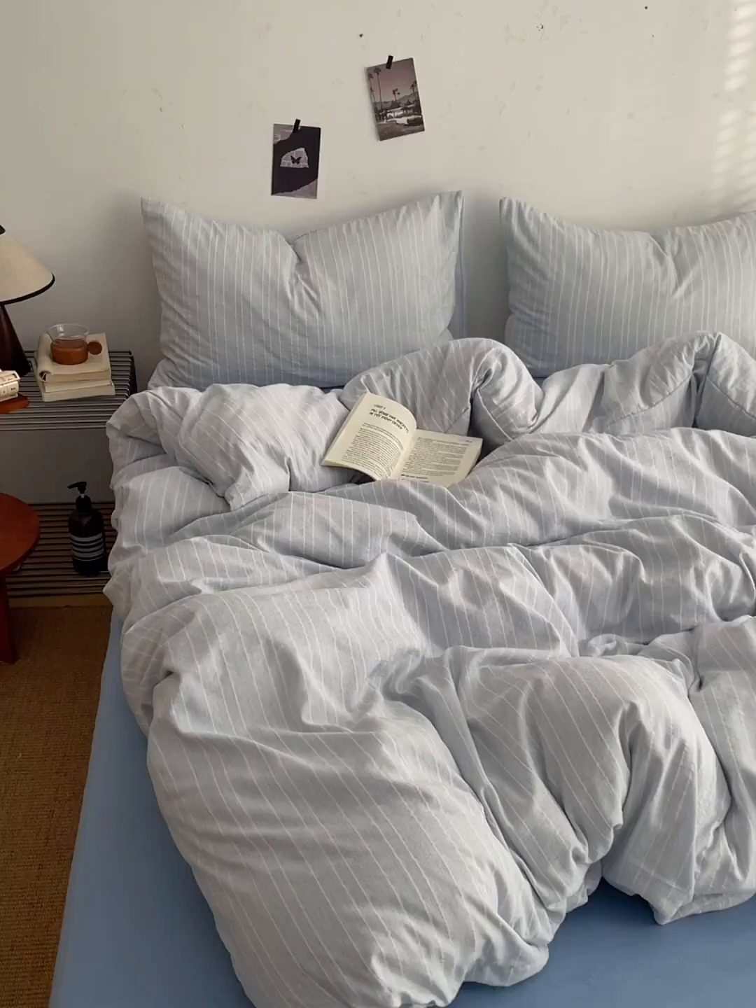 91家纺网 家纺一手货源 找家纺 优承佳生活馆 2026新款高克重无印风阳离子提花工艺三件套四件套单被套系列 （提供买家秀） 阳离子-浅雾蓝