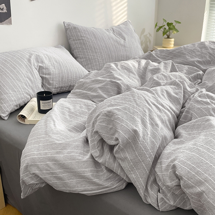 91家纺网 家纺一手货源 找家纺 优承佳生活馆 2026新款高克重无印风阳离子提花工艺三件套四件套单被套系列 （提供买家秀） 阳离子-清灰浅语