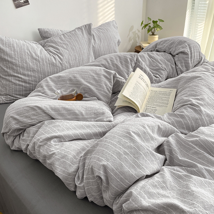 91家纺网 家纺一手货源 找家纺 优承佳生活馆 2026新款高克重无印风阳离子提花工艺三件套四件套单被套系列 （提供买家秀） 阳离子-清灰浅语