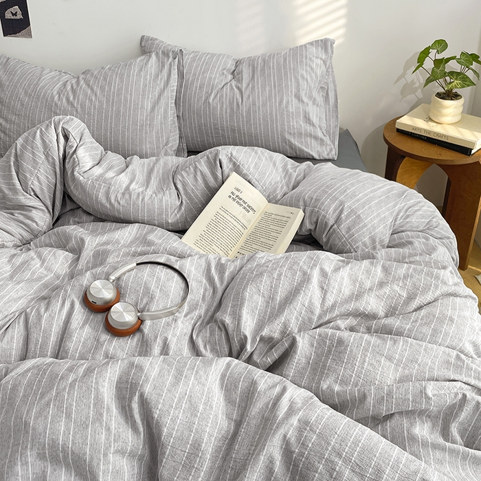 91家纺网 家纺一手货源 找家纺 优承佳生活馆 2026新款高克重无印风阳离子提花工艺三件套四件套单被套系列 （提供买家秀） 阳离子-清灰浅语