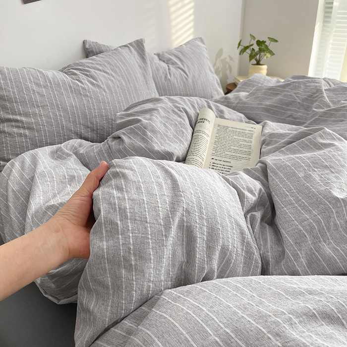 91家纺网 家纺一手货源 找家纺 优承佳生活馆 2026新款高克重无印风阳离子提花工艺三件套四件套单被套系列 （提供买家秀） 阳离子-清灰浅语