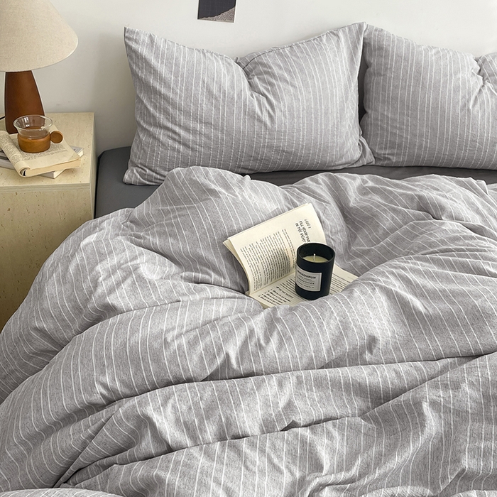 91家纺网 家纺一手货源 找家纺 优承佳生活馆 2026新款高克重无印风阳离子提花工艺三件套四件套单被套系列 （提供买家秀） 阳离子-清灰浅语