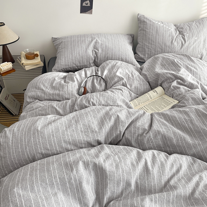 91家纺网 家纺一手货源 找家纺 优承佳生活馆 2026新款高克重无印风阳离子提花工艺三件套四件套单被套系列 （提供买家秀） 阳离子-清灰浅语