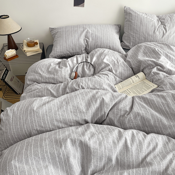 91家纺网 家纺一手货源 找家纺 优承佳生活馆 2026新款高克重无印风阳离子提花工艺三件套四件套单被套系列 （提供买家秀） 阳离子-清灰浅语