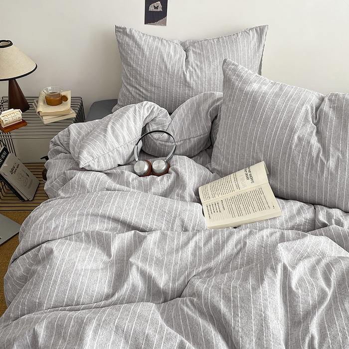 91家纺网 家纺一手货源 找家纺 优承佳生活馆 2026新款高克重无印风阳离子提花工艺三件套四件套单被套系列 （提供买家秀） 阳离子-清灰浅语