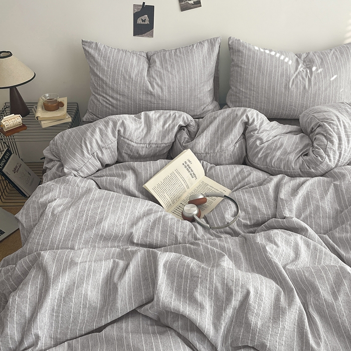 91家纺网 家纺一手货源 找家纺 优承佳生活馆 2026新款高克重无印风阳离子提花工艺三件套四件套单被套系列 （提供买家秀） 阳离子-清灰浅语